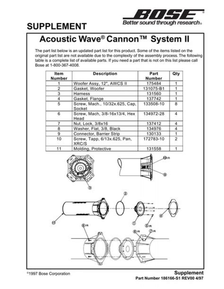 How big is the Bose acoustic wave cannon?