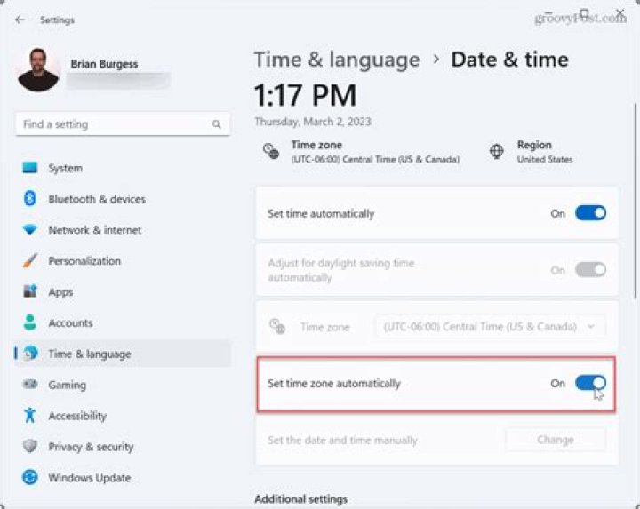 How do I make the Time not automatically change?