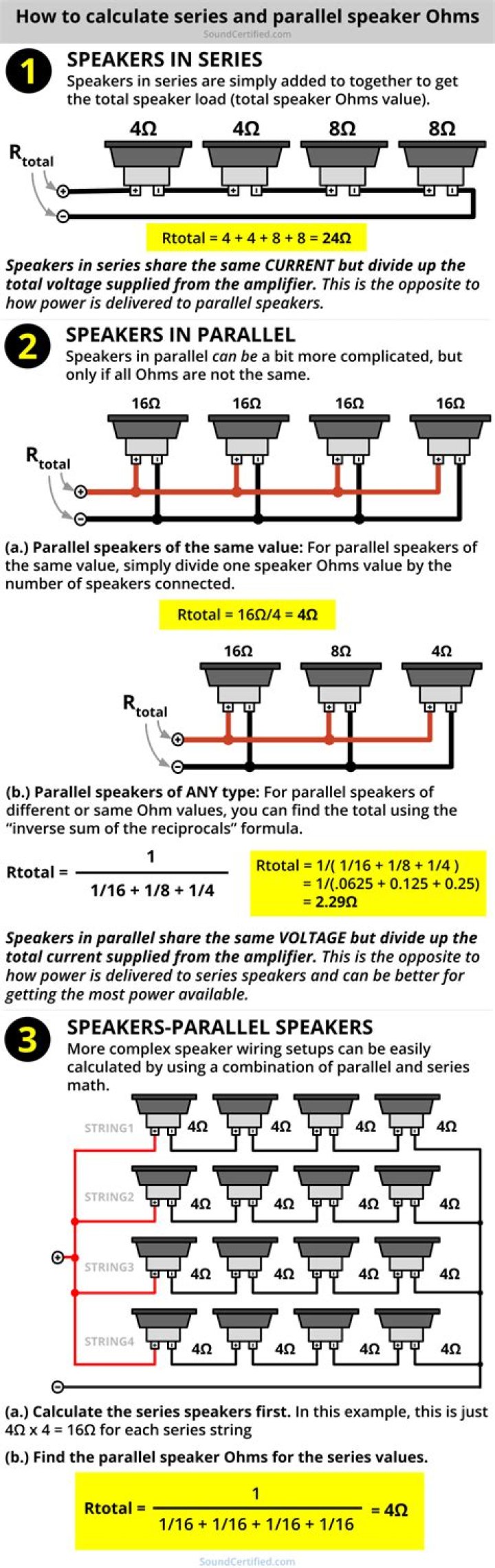 How do you add ohms to speakers?