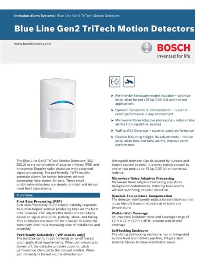 How tall is the isc-bdl2-w12g motion detector?