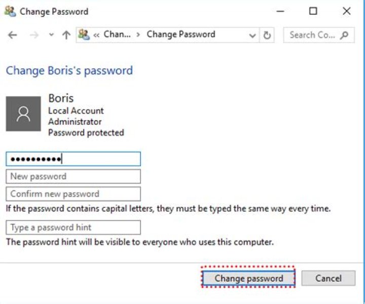 How to change admin password on lh130 eCO2?
