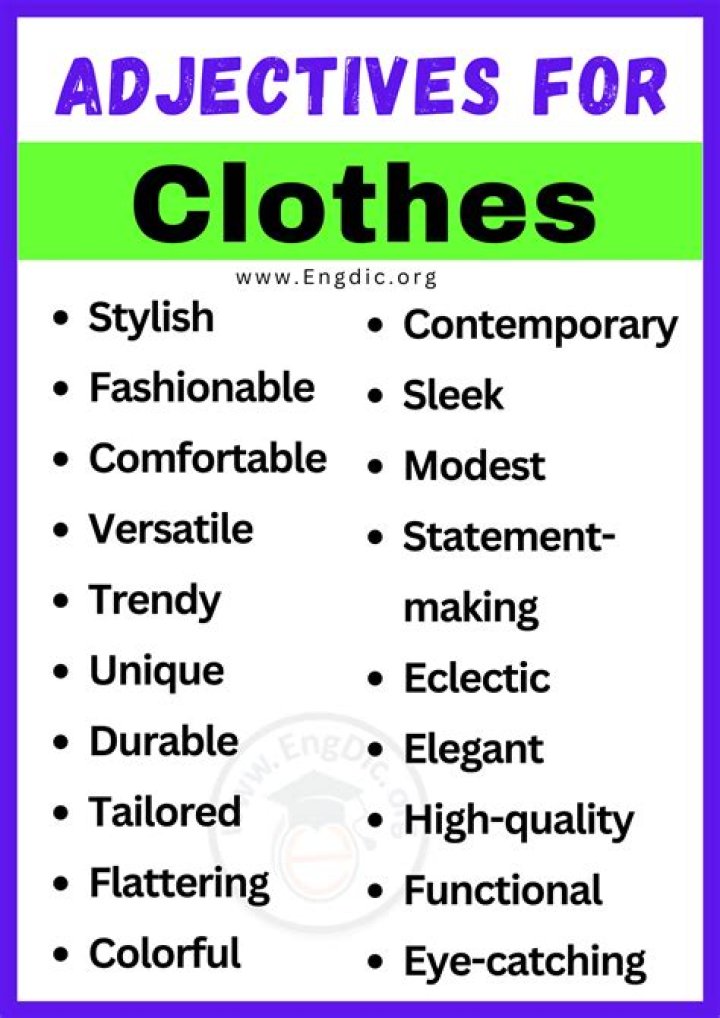 What are words that describe clothing?