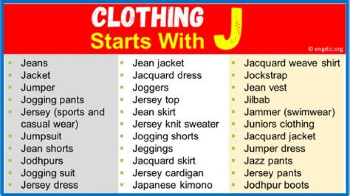 What clothing starts with J?