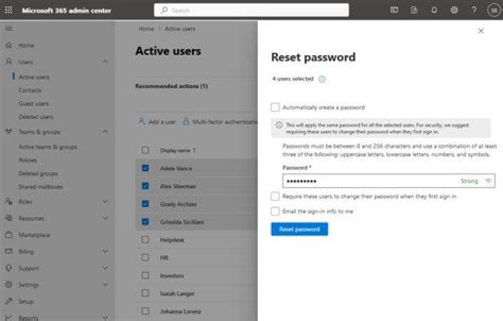 What happens when I reset my admin password?