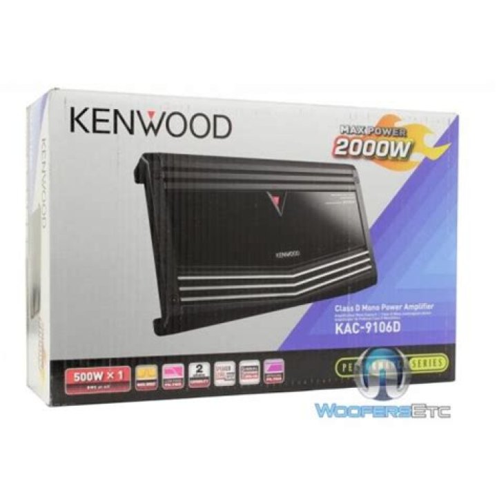 What is the max power of the Kenwood kac-9106d?