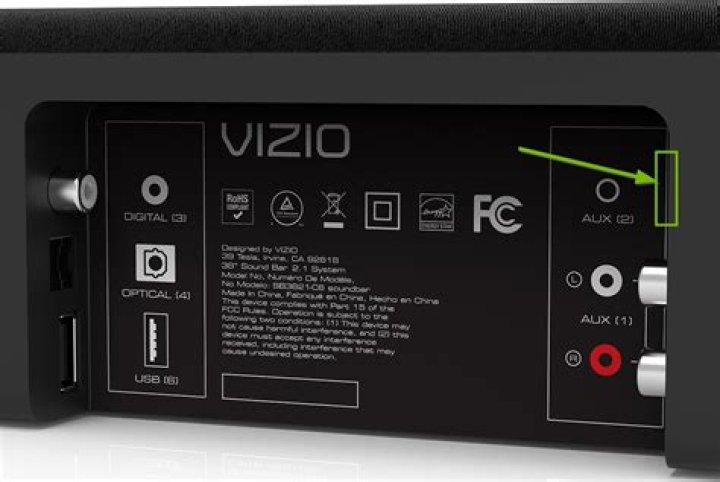 Where does the sound bar go on a Vizio TV?