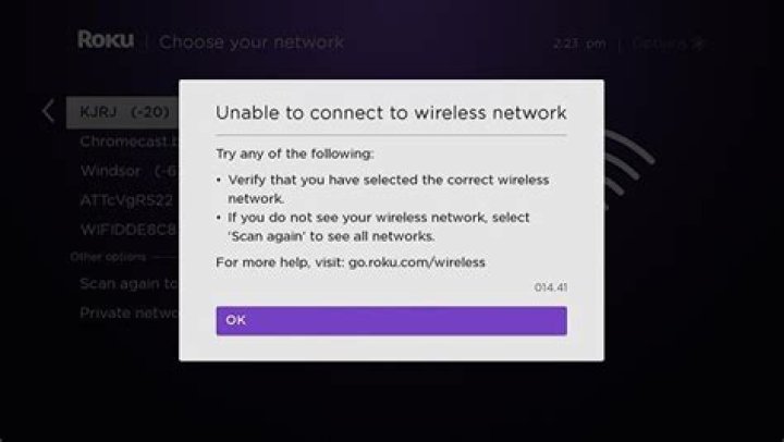 Why does my Roku not connect wireless network?
